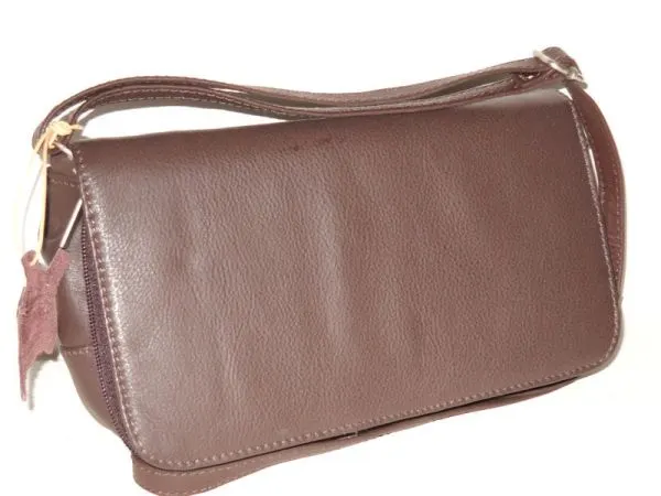 #100- Leather Purse with Flap - Brown