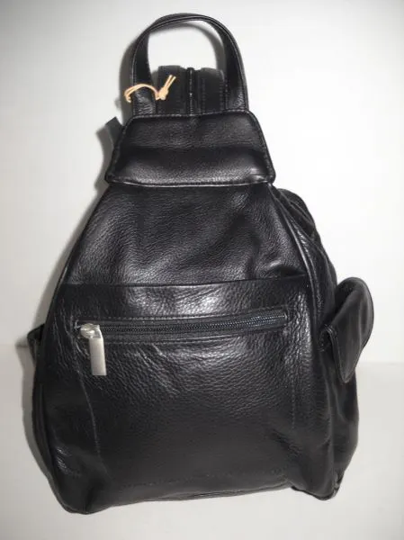 #103 - Thief Proof Leather Backpack - Black