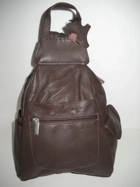 #103 - Thief Proof Leather Backpack - Brown