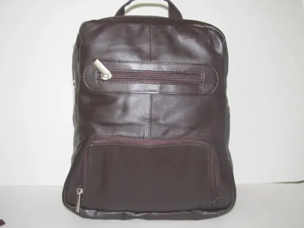 #116 - Leather Backpack with Dual Pockets - Brown
