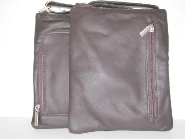 #125- Leather Cross Body Organizer - Brown