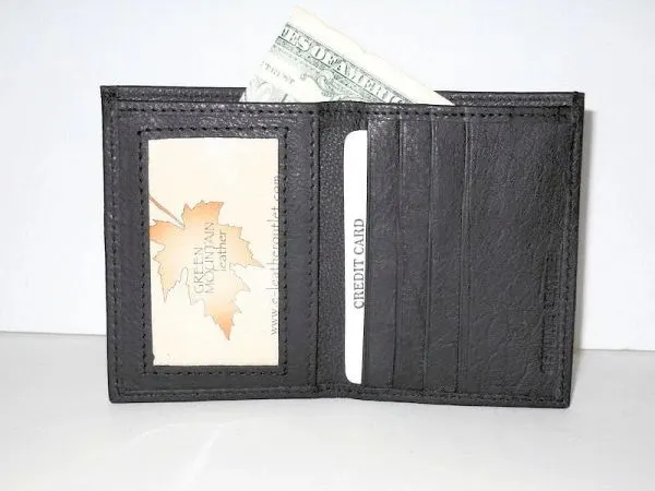 #18 - Leather Card Holder with a Bill Pocket - Black