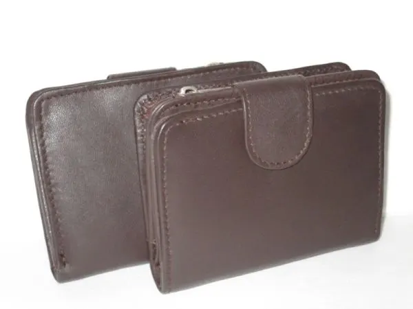 #21 - Leather Wallet with Zip Coin Purse - Brown