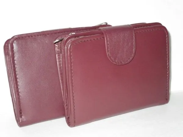 #21 - Leather Wallet With Zip Coin Purse - Plum