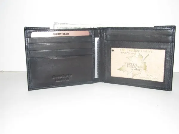 #2115 - Basic Leather Bi-Fold Wallet - Black