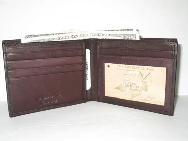#2115 - Basic Leather Bi-Fold Wallet - Brown
