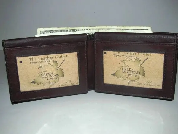 #2211 - Leather Bi-Fold With 2 Flash Passes - Brown