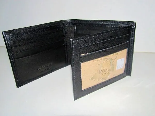 #2313 - Leather Bi-Fold with a Side Flap - Black