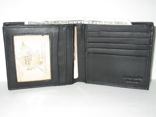 #2315 - Leather Hipster Wallet With Extra Flap - Black