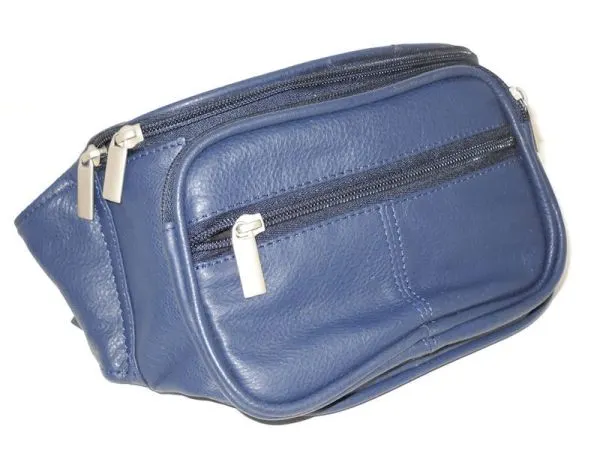 #36- Leather Square Waistpouch - Blue