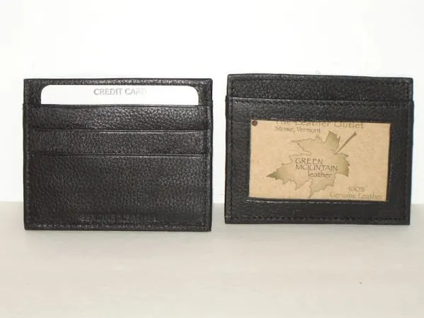 #41 - One Piece Leather Credit Card Holder - Black