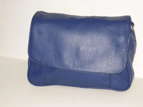 #44- Stylish Leather Purse with Flap - Blue