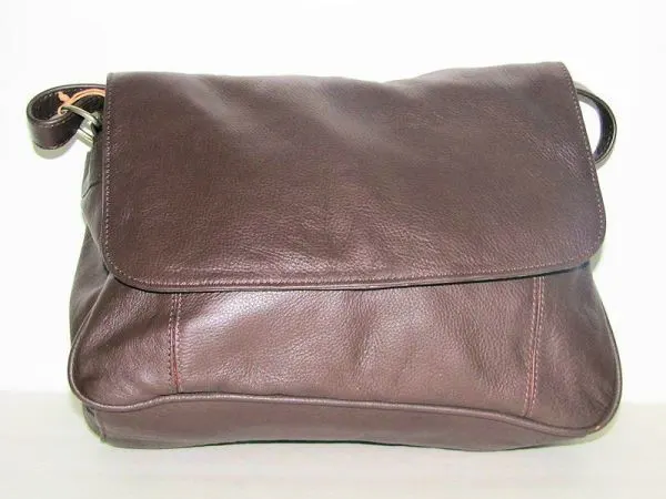 #44- Stylish Leather Purse with Flap - Brown