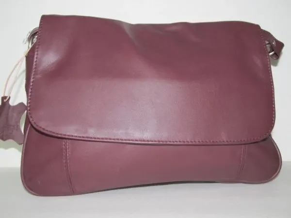 #44- Stylish Leather Purse with Flap - Plum