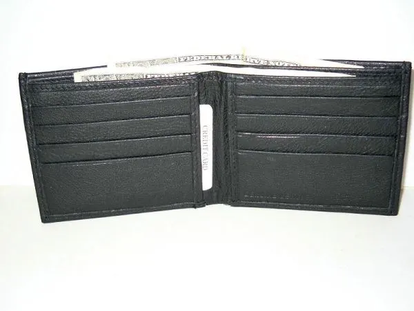 #5 - Bi-fold Leather Wallet with Leather Lining - Black