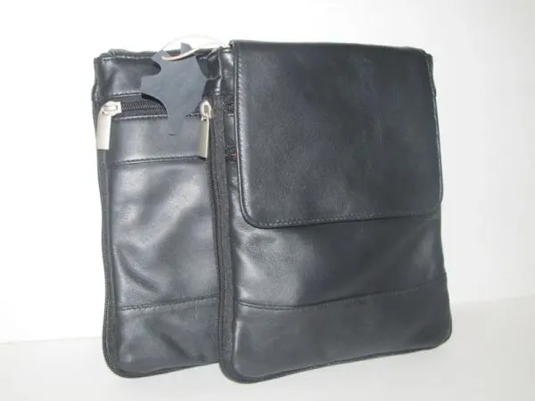 #50- Zip Around Expandable Leather Purse - Black