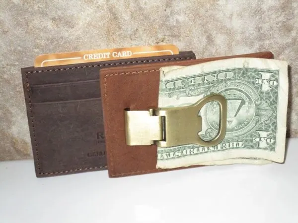 #51379 - One Piece "Bottle Opener" Money Clip- Brown