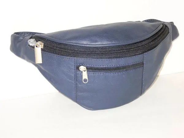 #52- Leather Oval Waistpouch - Blue