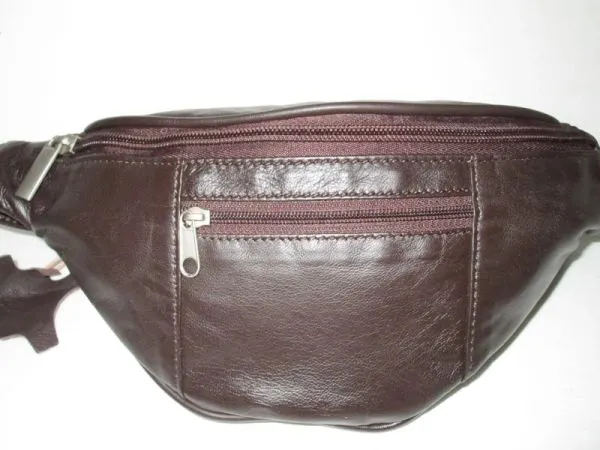 #52- Leather Oval Waistpouch - Brown