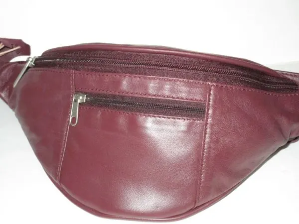 #52- Leather Oval Waistpouch - Plum