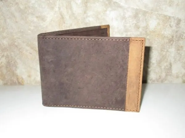 #54348 - Antique Leather Bifold Money Clip with Bottle opener- Brown