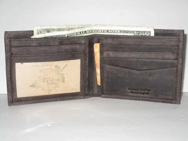 #54351 - Antique Leather Bi-fold Wallet - Charcoal