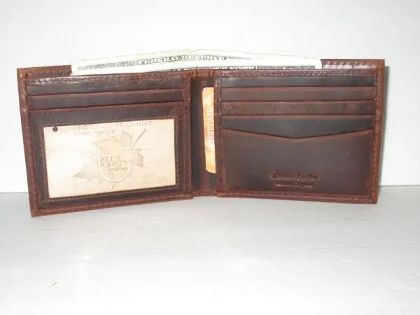 #54351 - Antique Leather Bifold Wallet - Brown
