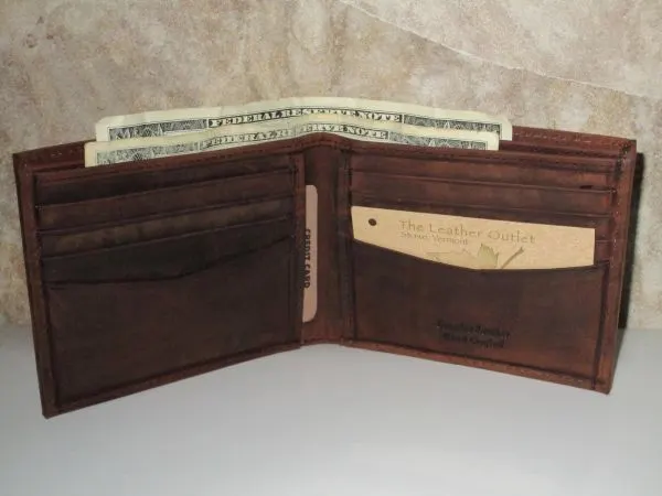 #54352 - Antique Leather Bifold Wallet - Brown