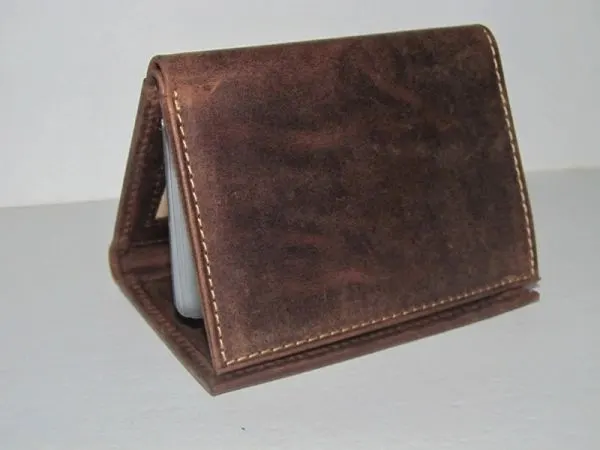 #54355 - Antique Leather Tri-Fold Wallet - Brown