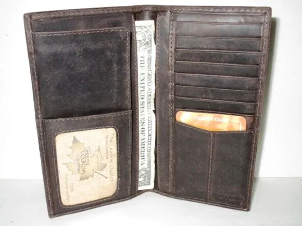 #54363 - ANTIQUE LEATHER TALL WALLET - CHARCOAL
