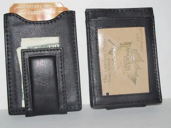 #57A - Expandable Leather Money Clip - Black