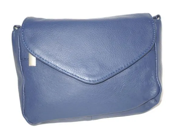 #61- Stylish Small Leather Purse with Flap - Blue