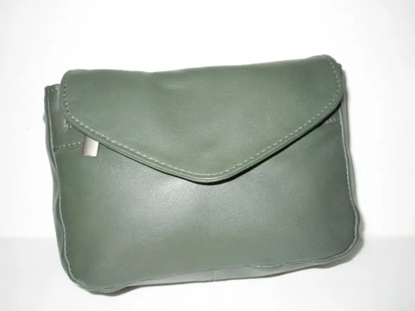 #61- Stylish Small Leather Purse with Flap - Green