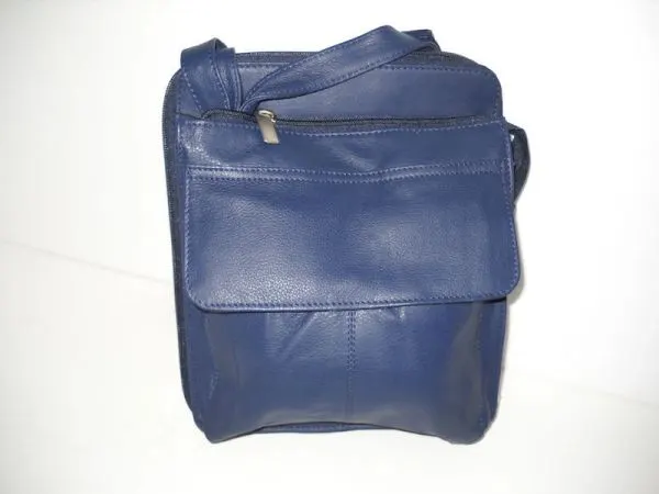 #67- Sleek Leather Organizer Purse - Blue