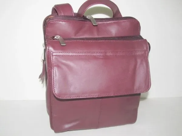 #67- Sleek Leather Organizer Purse - Plum
