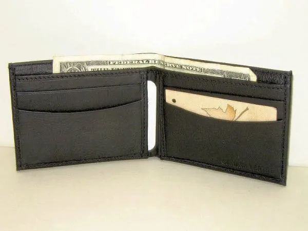#79 - Thin Leather Bi-Fold Wallet - Black