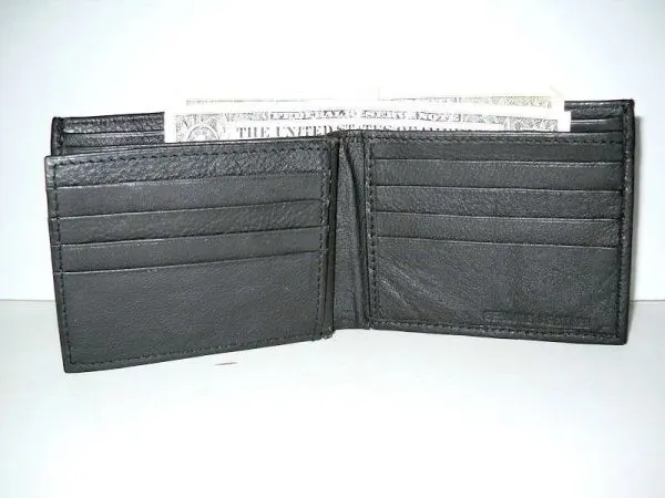#8 - Leather Bi-fold Wallet with a Extra Flap - Black