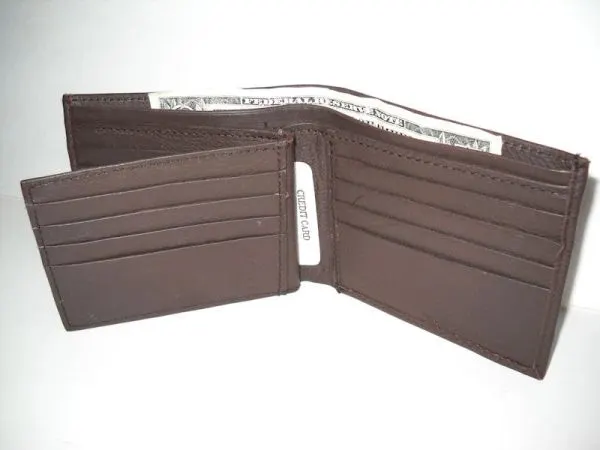 #8 - Leather Bi-fold Wallet With an Extra Flap - Brown