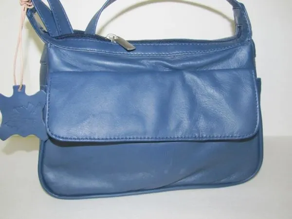 #82- Leather Organizer Purse - Blue
