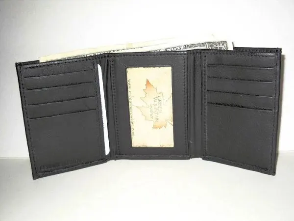 #9 -Leather Tri-fold Wallet - Black