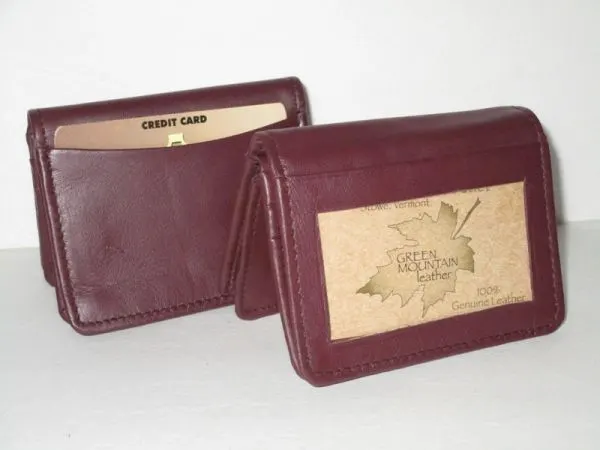 #90- Leather Expandable Card Holder - Plum