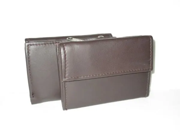 #91 - Leather Tri-fold w/Snap - Brown
