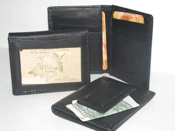 #93 - Leather Book Style Money Clip w/Magnetic - Black