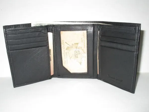 RFID - #51201 - Leather Tri-Fold Wallet - Black