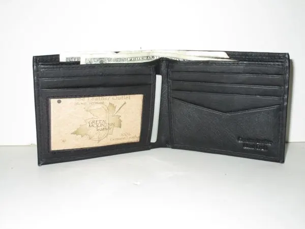 RFID - #51203 - Leather Bi-Fold with Window - Black
