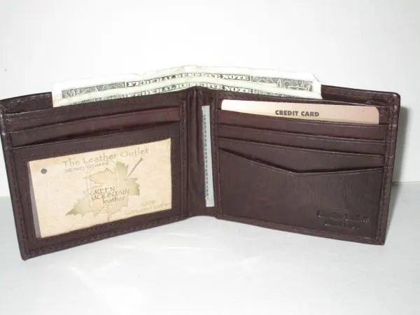 RFID - #51203 - Leather Bi-Fold with Window - Brown