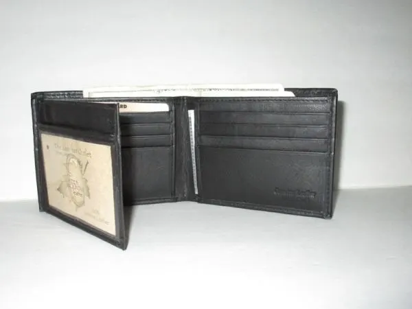 RFID - #51205 - Leather Bi-fold w/Side Flap - Black