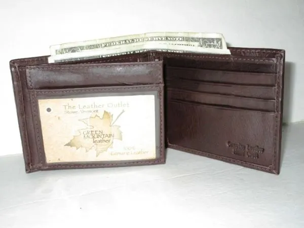 RFID - #51205 - Leather Bi-Fold w/Side Flap - Brown