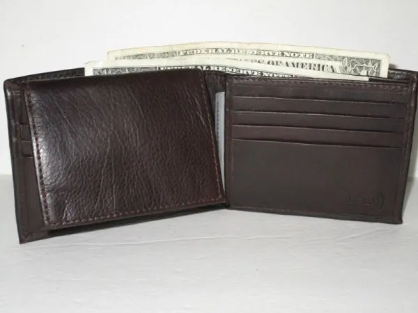RFID - #51206 - Leather Bi-Fold /Flash Pass - Brown