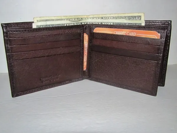 RFID - #51251 - Leather Bi-fold w/Extra Flap - Brown